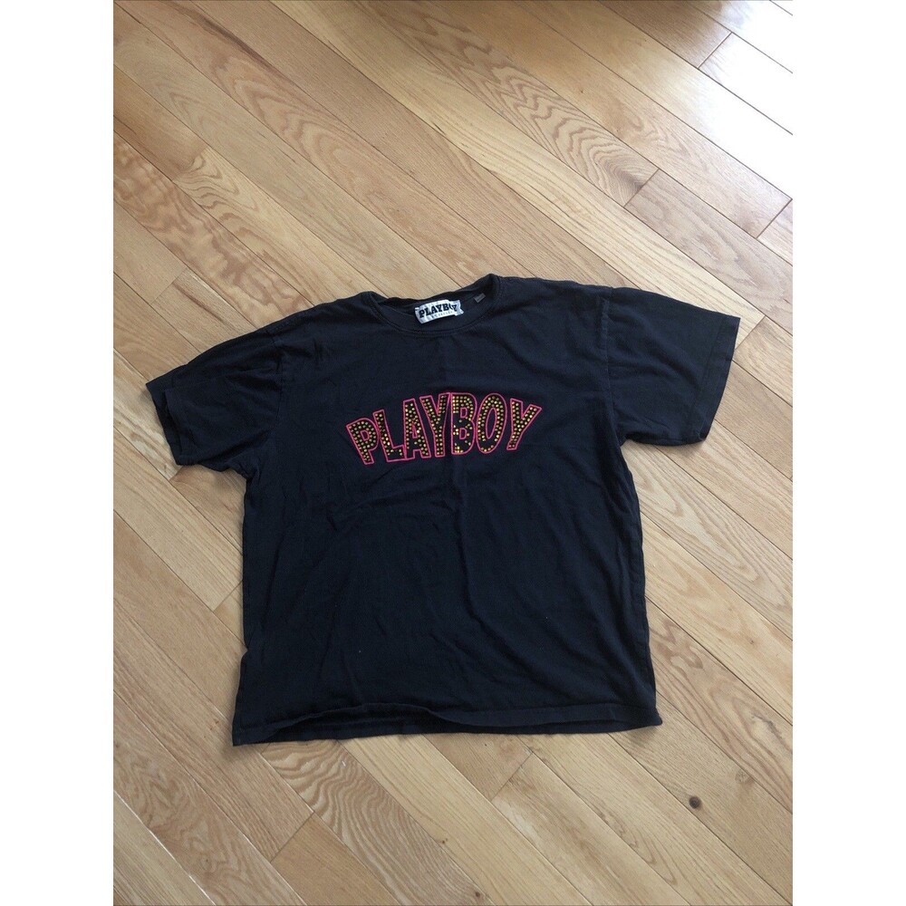 Playboy Studded TShirt Adult Large Black Bunny Streetwear Pink Gold Bling PacSun